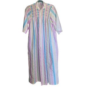 Styled By Saybury Vintage Womens Robe Size Medium Multicolor Striped Shirred New